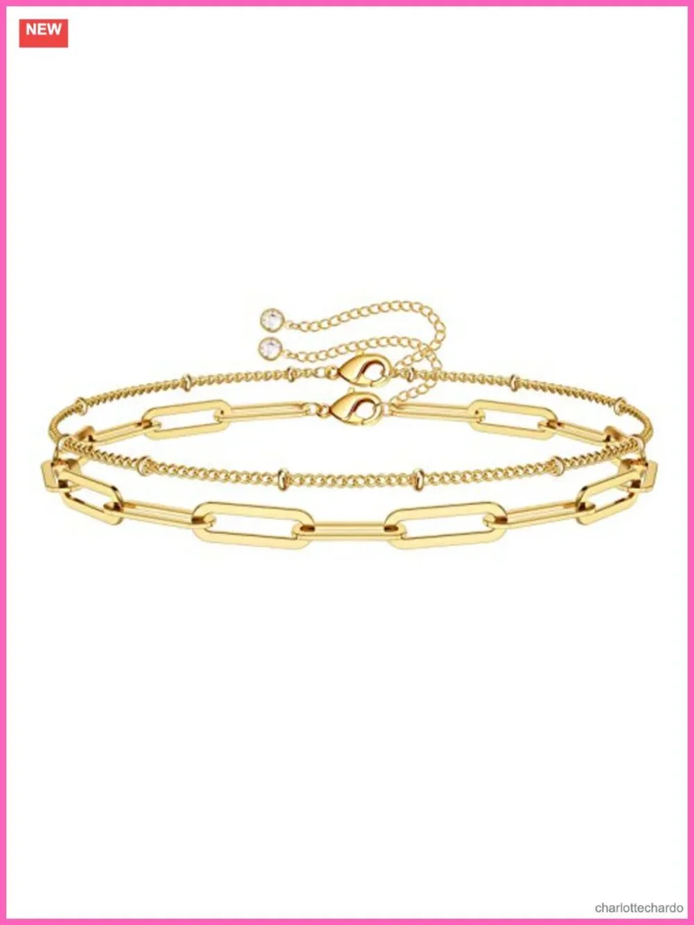 14K Gold Plated Adjustable Beaded Bracelets Women Layered
